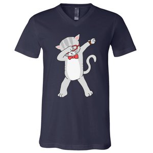 Dabbing Cat Funny Dab Gift Cat Tee V-Neck T-Shirt