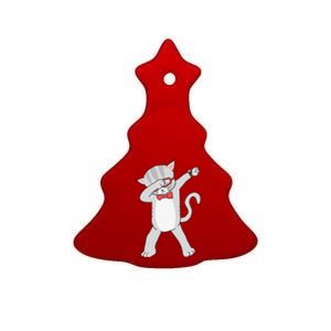 Dabbing Cat Funny Dab Gift Cat Tee Ceramic Tree Ornament