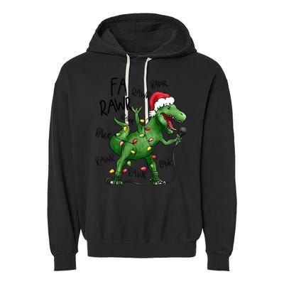 Dinosaur Christmas Fa Ra Rawr Tree Rex Xmas Dino Gift Garment-Dyed Fleece Hoodie