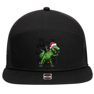 Dinosaur Christmas Fa Ra Rawr Tree Rex Xmas Dino Gift 7 Panel Mesh Trucker Snapback Hat