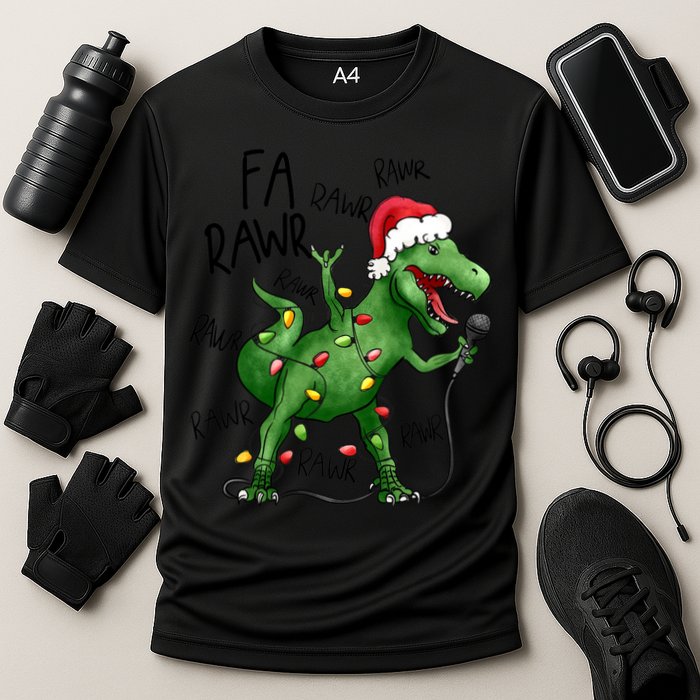 Dinosaur Christmas Fa Ra Rawr Tree Rex Xmas Dino Gift Cooling Performance Crew T-Shirt
