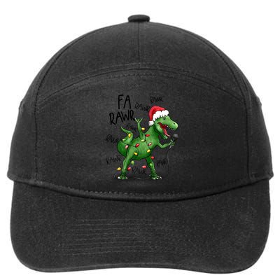 Dinosaur Christmas Fa Ra Rawr Tree Rex Xmas Dino Gift 7-Panel Snapback Hat