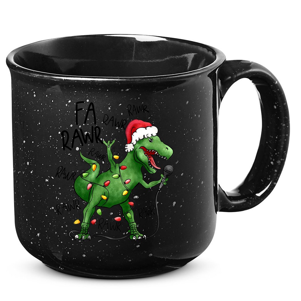 Dinosaur Christmas Fa Ra Rawr Tree Rex Xmas Dino Gift 15oz Campfire Ceramic Mug