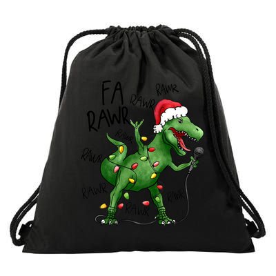 Dinosaur Christmas Fa Ra Rawr Tree Rex Xmas Dino Gift Drawstring Bag