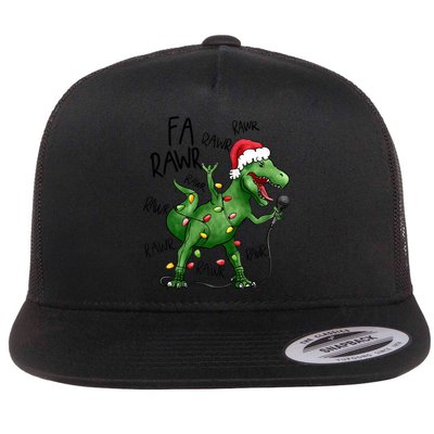 Dinosaur Christmas Fa Ra Rawr Tree Rex Xmas Dino Gift Flatbill Hat