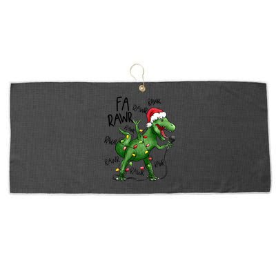 Dinosaur Christmas Fa Ra Rawr Tree Rex Xmas Dino Gift Large Microfiber Waffle Golf Towel