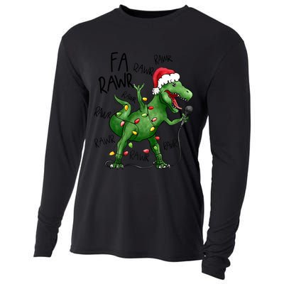 Dinosaur Christmas Fa Ra Rawr Tree Rex Xmas Dino Gift Cooling Performance Long Sleeve Crew