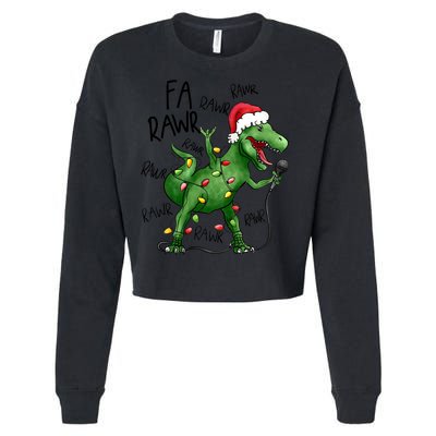 Dinosaur Christmas Fa Ra Rawr Tree Rex Xmas Dino Gift Cropped Pullover Crew
