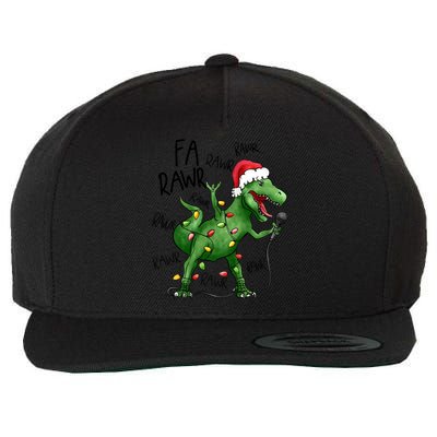 Dinosaur Christmas Fa Ra Rawr Tree Rex Xmas Dino Gift Wool Snapback Cap