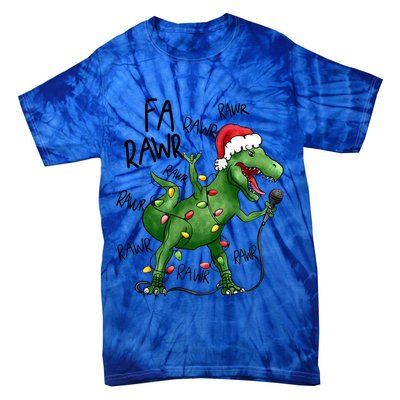 Dinosaur Christmas Fa Ra Rawr Tree Rex Xmas Dino Gift Tie-Dye T-Shirt