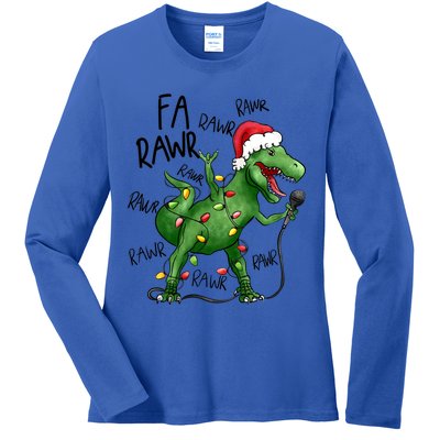 Dinosaur Christmas Fa Ra Rawr Tree Rex Xmas Dino Gift Ladies Long Sleeve Shirt