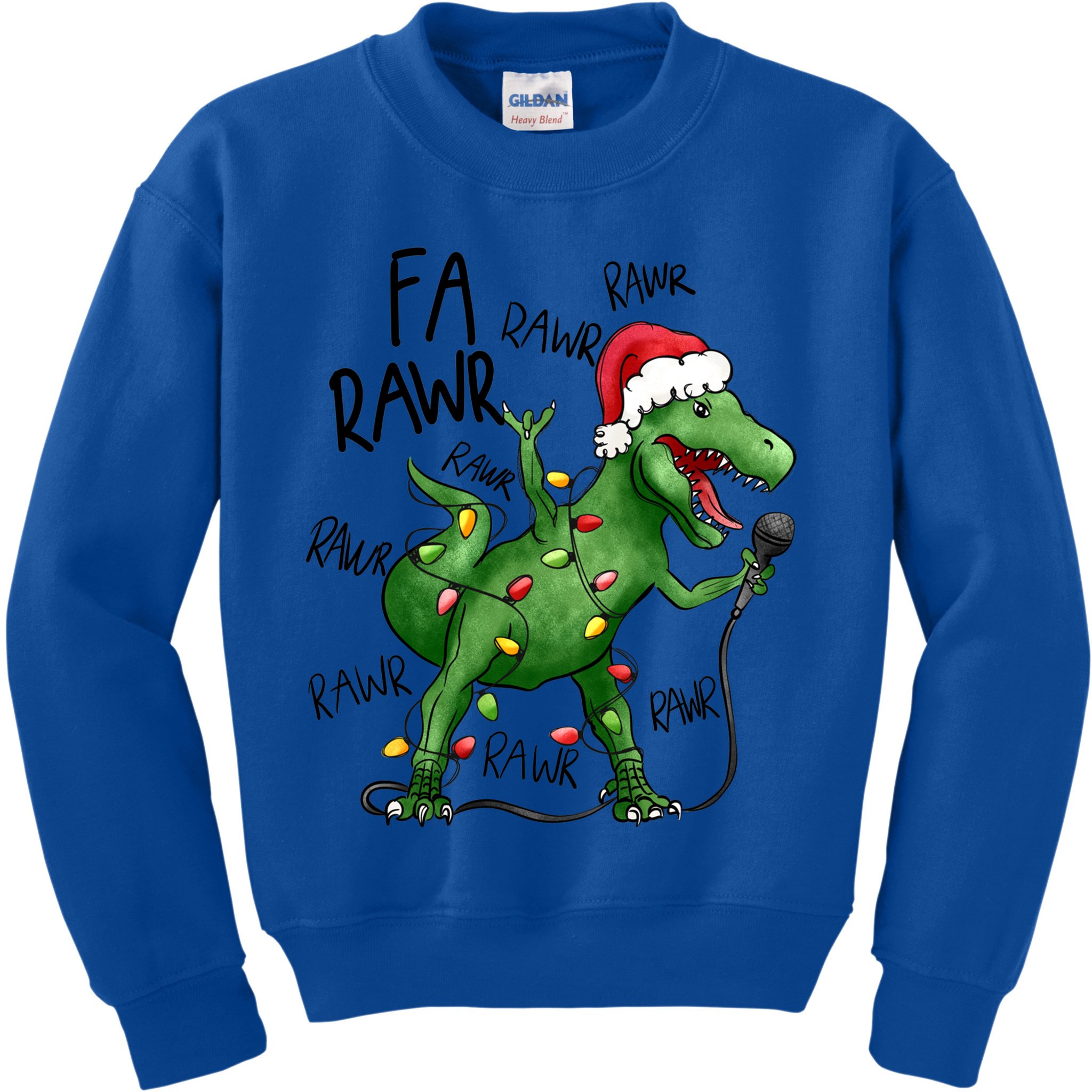 Dinosaur Christmas Fa Ra Rawr Tree Rex Xmas Dino Gift Kids Sweatshirt