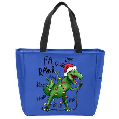 Dinosaur Christmas Fa Ra Rawr Tree Rex Xmas Dino Gift Zip Tote Bag