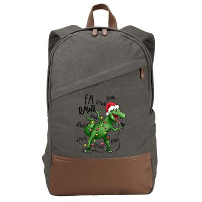 Dinosaur Christmas Fa Ra Rawr Tree Rex Xmas Dino Gift Cotton Canvas Backpack