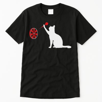 Darts Cat Funny Dart Throwing Cat Dart And Cat Lover Tall T-Shirt