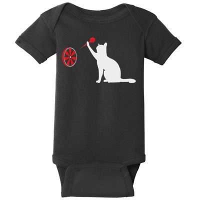 Darts Cat Funny Dart Throwing Cat Dart And Cat Lover Baby Bodysuit