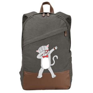 Dabbing Cat Funny Dab Gift Cat Cotton Canvas Backpack