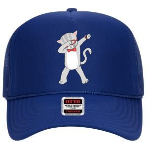 Dabbing Cat Funny Dab Gift Cat High Crown Mesh Back Trucker Hat