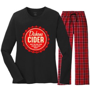 Dickens Cider Fun Bottle Cap Pun Design A Cheeky Innuendo Women's Long Sleeve Flannel Pajama Set 