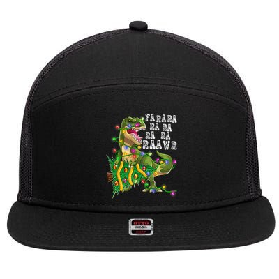 Dinosaur Christmas Fa Ra Rawr Tree Rex Boys Xmas 7 Panel Mesh Trucker Snapback Hat