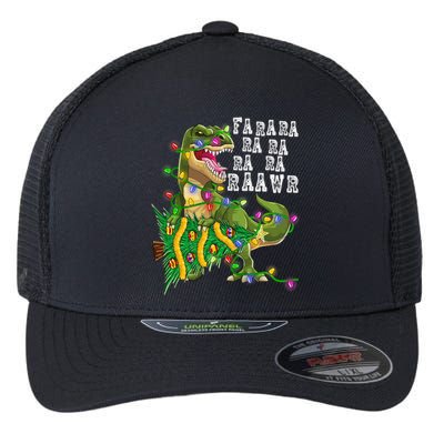 Dinosaur Christmas Fa Ra Rawr Tree Rex Boys Xmas Flexfit Unipanel Trucker Cap