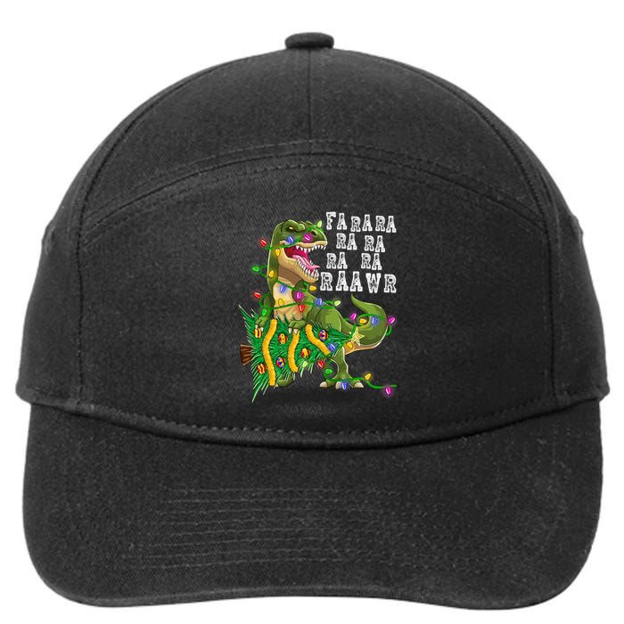 Dinosaur Christmas Fa Ra Rawr Tree Rex Boys Xmas 7-Panel Snapback Hat