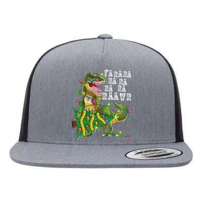 Dinosaur Christmas Fa Ra Rawr Tree Rex Boys Xmas Flat Bill Trucker Hat