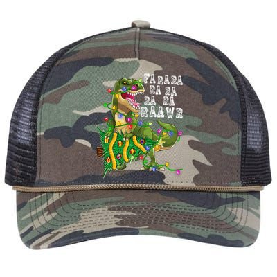 Dinosaur Christmas Fa Ra Rawr Tree Rex Boys Xmas Retro Rope Trucker Hat Cap