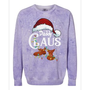 Daddy Claus Funny Christmas Lights Santa Hat Costume Cute Gift Colorblast Crewneck Sweatshirt