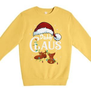 Daddy Claus Funny Christmas Lights Santa Hat Costume Cute Gift Premium Crewneck Sweatshirt