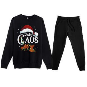 Daddy Claus Funny Christmas Lights Santa Hat Costume Cute Gift Premium Crewneck Sweatsuit Set