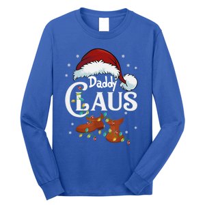 Daddy Claus Funny Christmas Lights Santa Hat Costume Cute Gift Long Sleeve Shirt