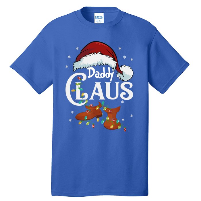 Daddy Claus Funny Christmas Lights Santa Hat Costume Cute Gift Tall T-Shirt