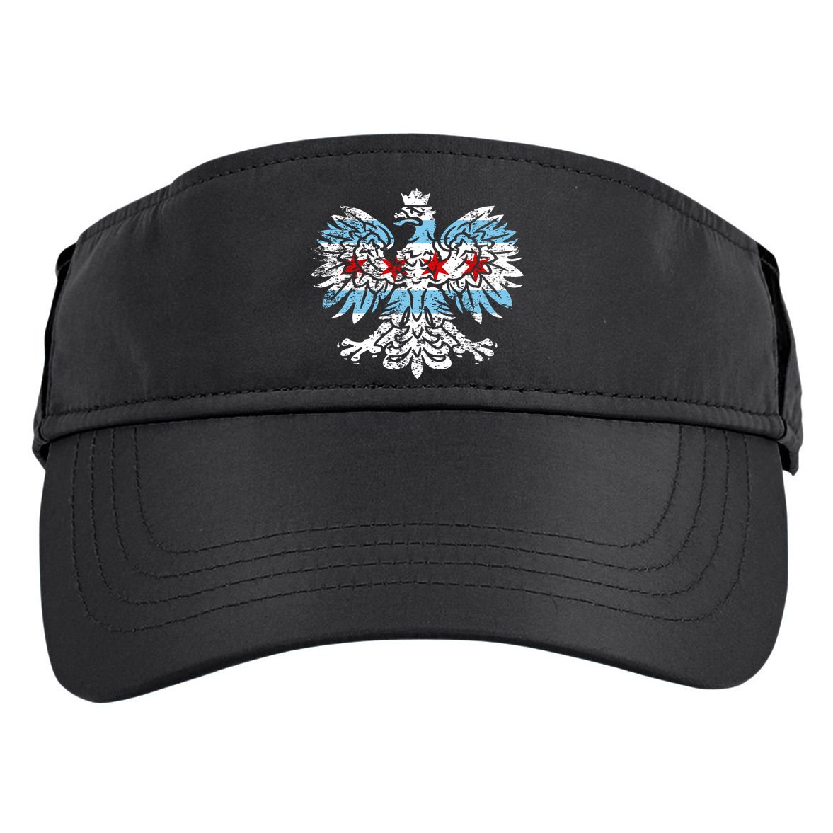 Distressed Chicago Flag Polish Poland Eagle Adult Drive Performance Visor