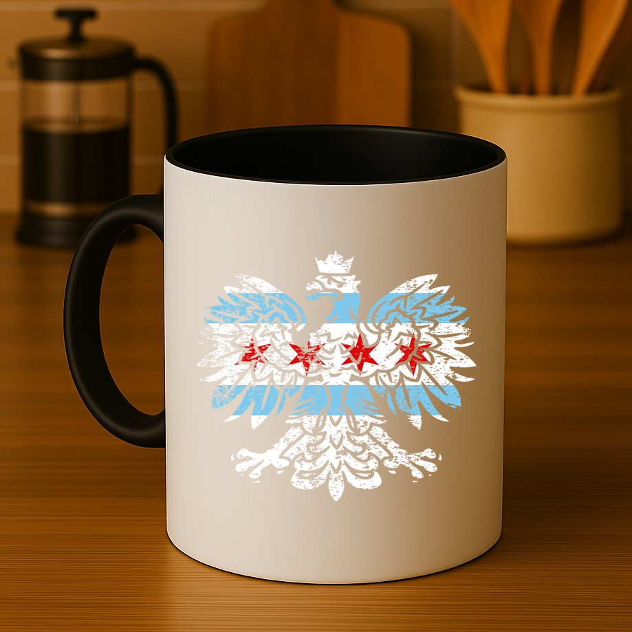 Distressed Chicago Flag Polish Poland Eagle Mug