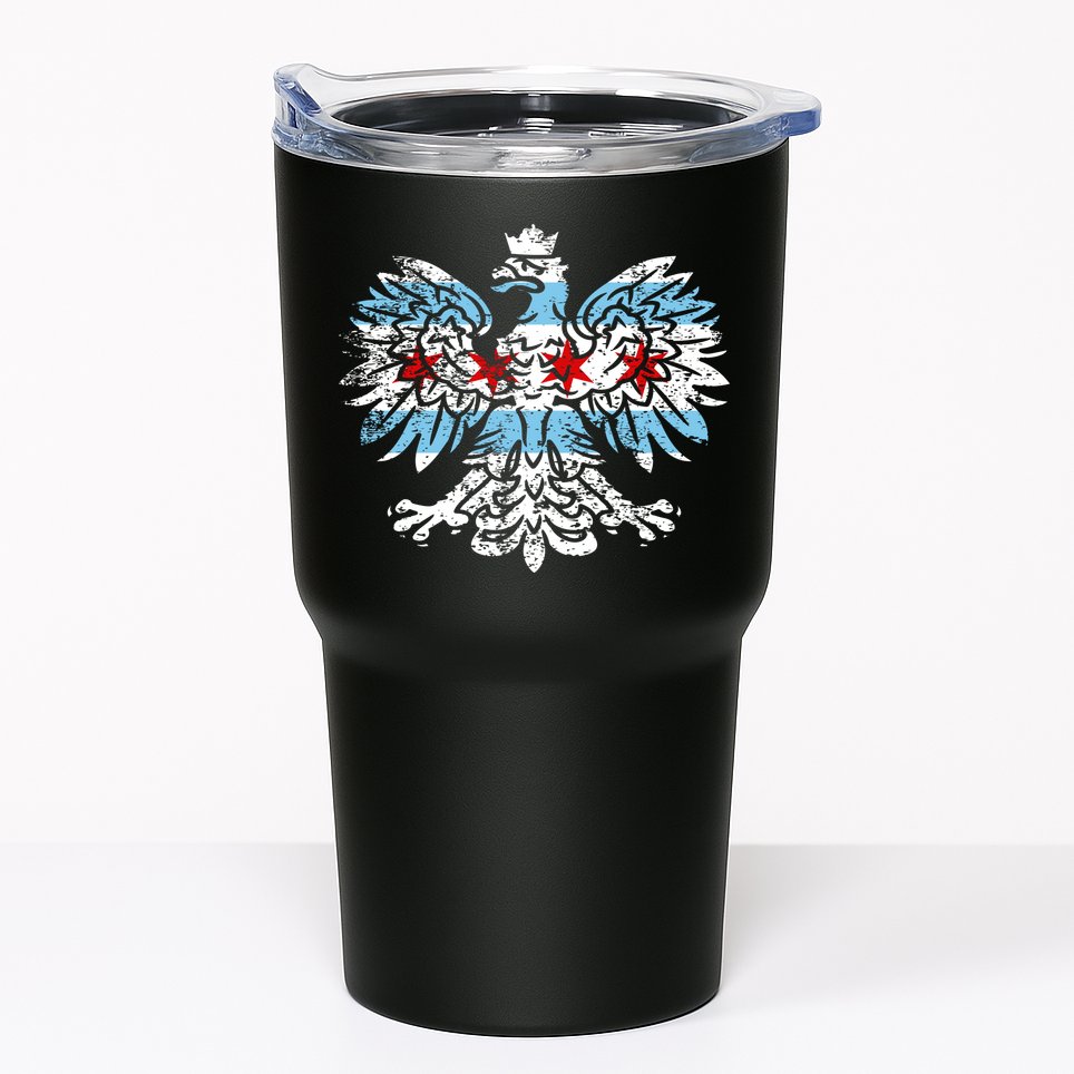 Distressed Chicago Flag Polish Poland Eagle Tumbler