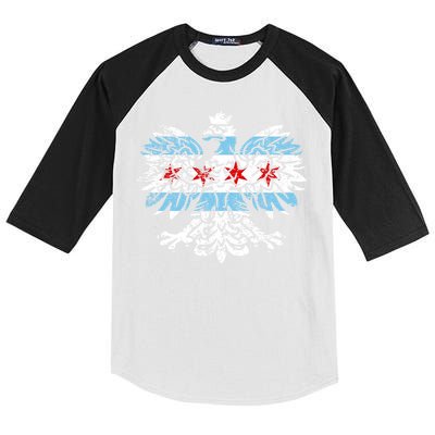 Distressed Chicago Flag Polish Poland Eagle Kids Colorblock Raglan Jersey