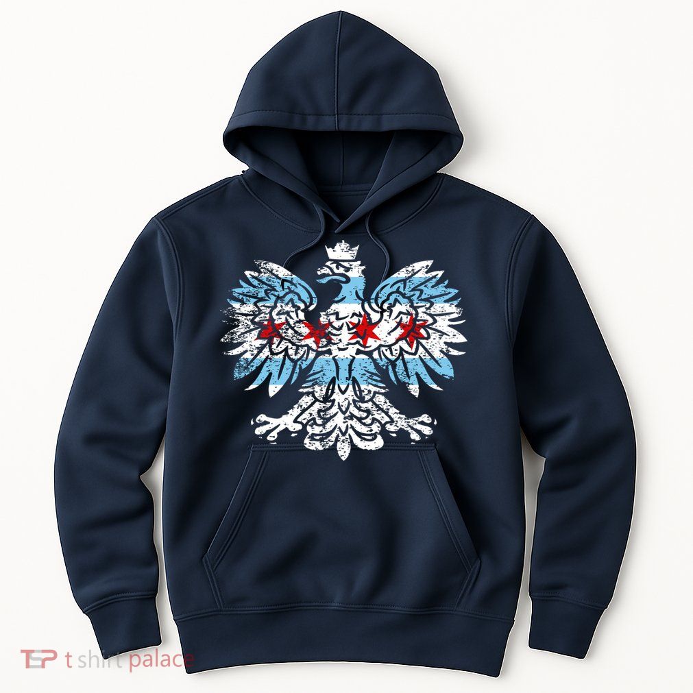 Distressed Chicago Flag Polish Poland Eagle Hoodie