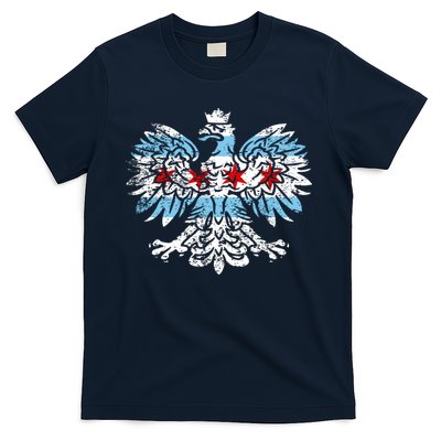 Distressed Chicago Flag Polish Poland Eagle T-Shirt