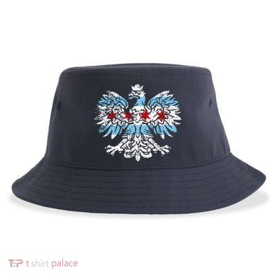 Distressed Chicago Flag Polish Poland Eagle Sustainable Bucket Hat