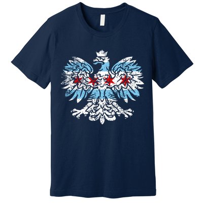 Distressed Chicago Flag Polish Poland Eagle Premium T-Shirt