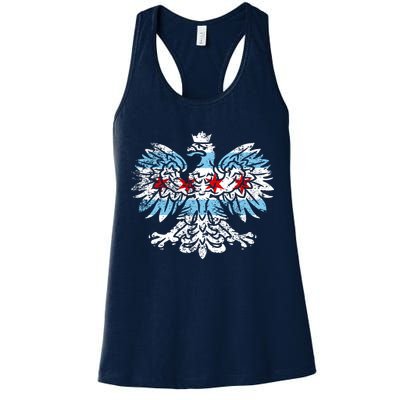 Distressed Chicago Flag Polish Poland Eagle Womens Tank Top