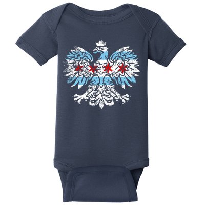 Distressed Chicago Flag Polish Poland Eagle Baby Bodysuit