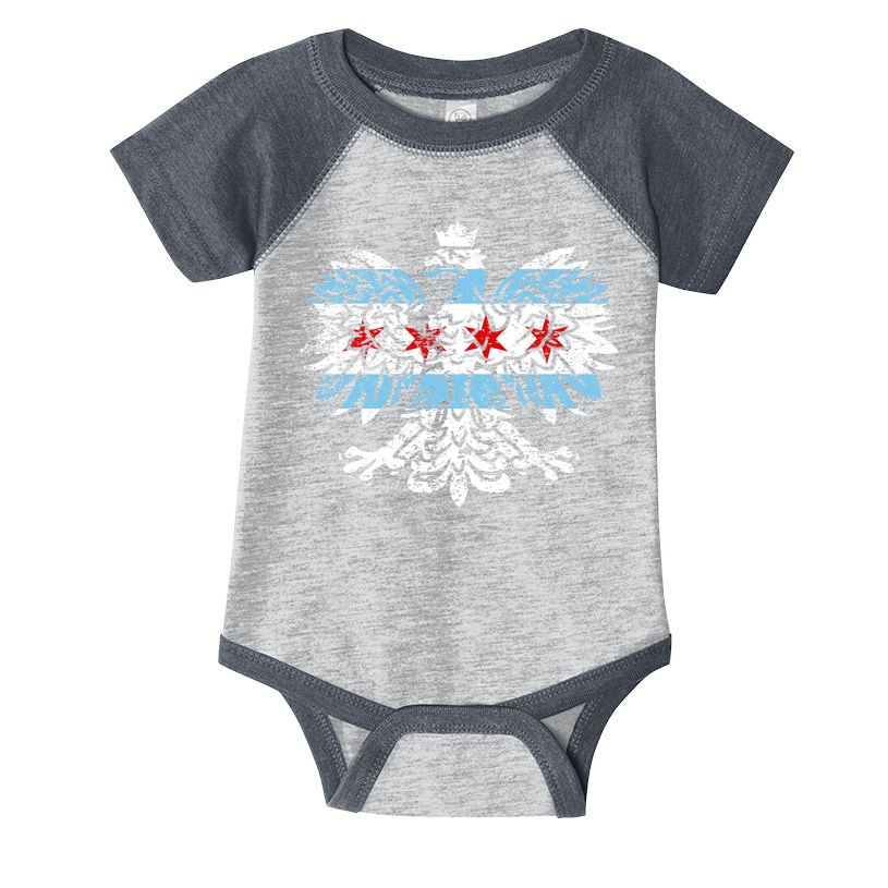 Distressed Chicago Flag Polish Poland Eagle Infant Baby Jersey Bodysuit