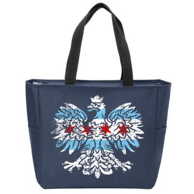 Distressed Chicago Flag Polish Poland Eagle Zip Tote Bag