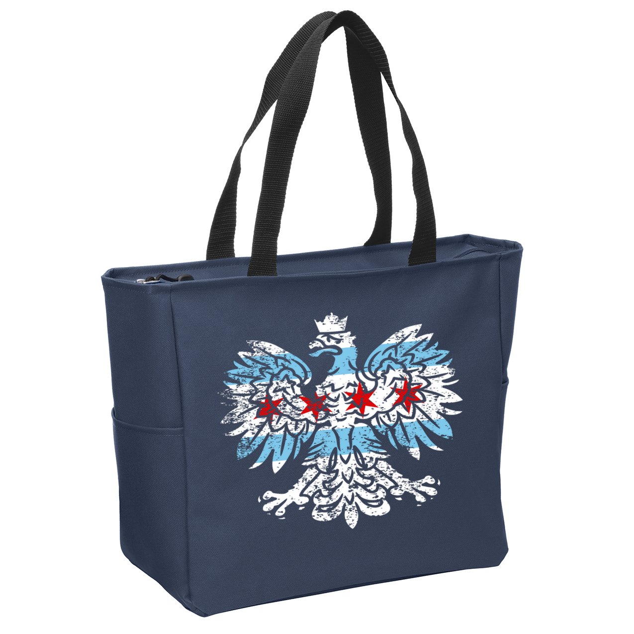 Distressed Chicago Flag Polish Poland Eagle Zip Tote Bag