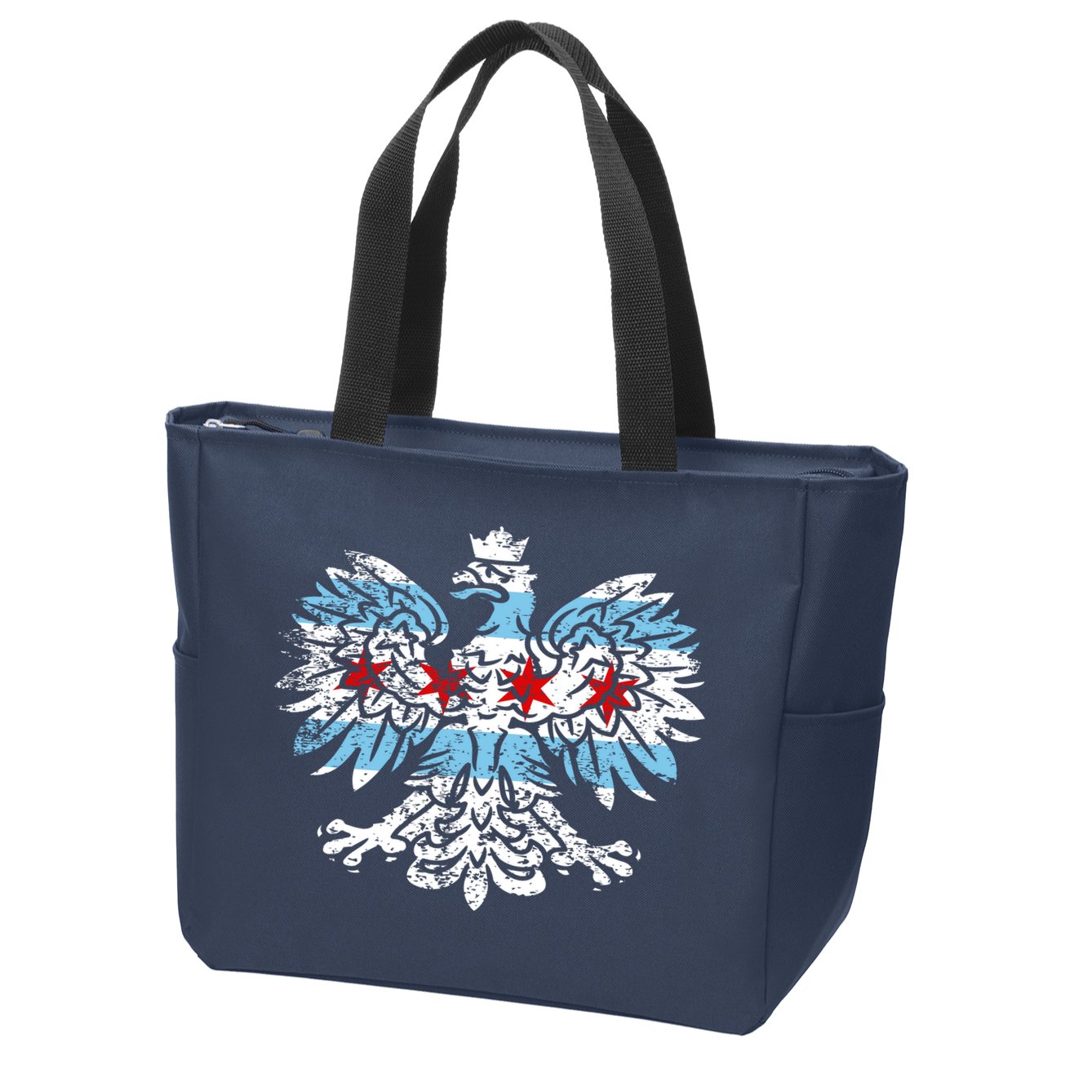 Distressed Chicago Flag Polish Poland Eagle Zip Tote Bag