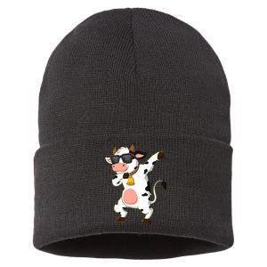 Dabbing Cow For Cow Lover Christmas Sustainable Knit Beanie