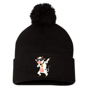 Dabbing Cow For Cow Lover Christmas Pom Pom 12in Knit Beanie