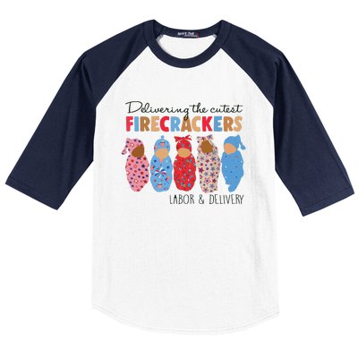 Delivering Cutest Firecrackers Labor Delivery Baseball Sleeve Shirt